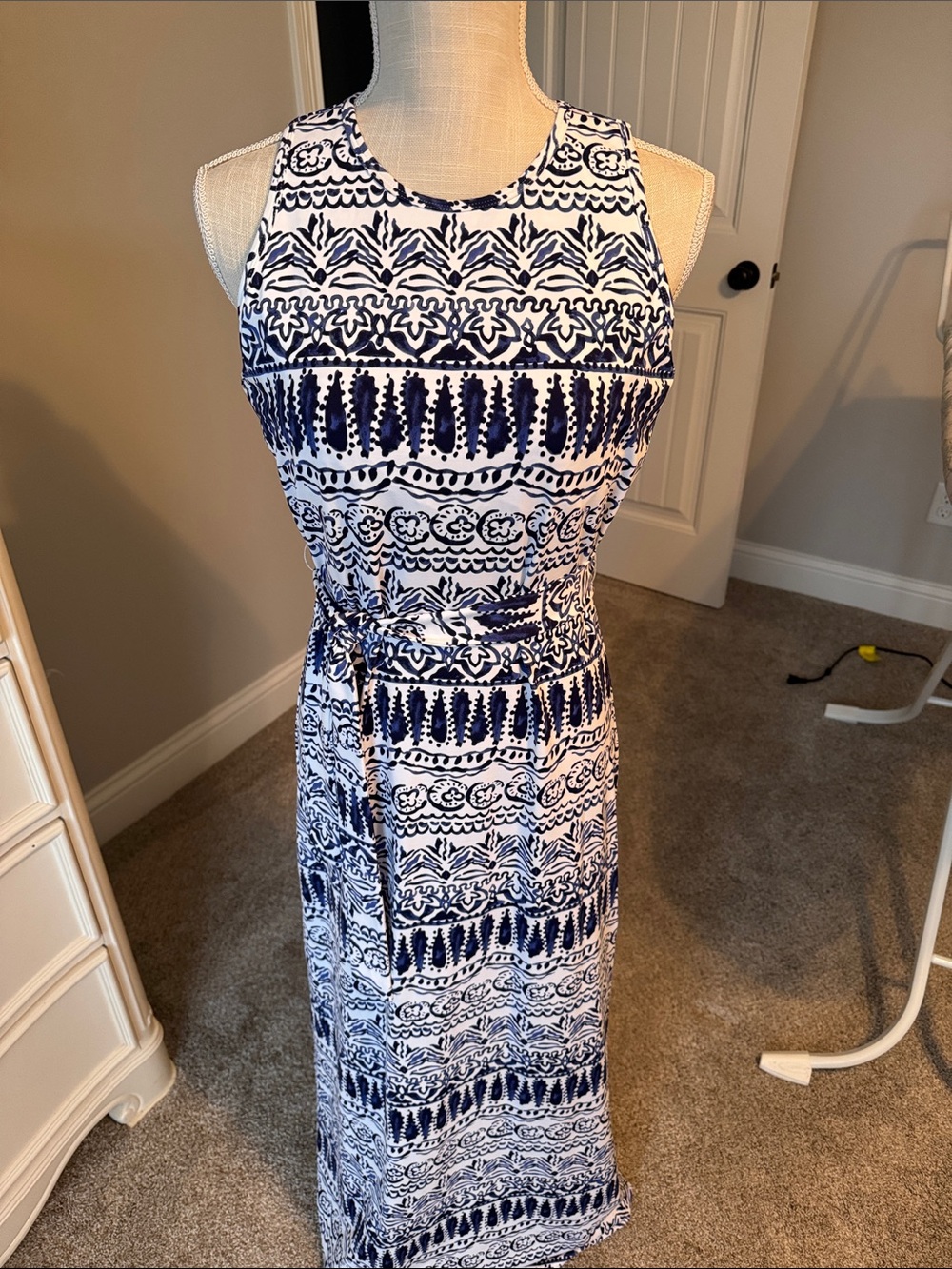 J. McLaughlin Navy & White Sleeveless Maxi Dress